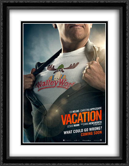 Vacation 28x36 Black Ornate Wood Framed Movie Poster with Double Matting