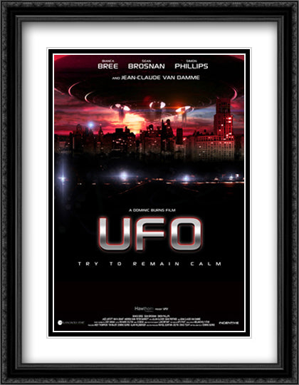 UFO 28x36 Black Ornate Wood Framed Movie Poster with Double Matting