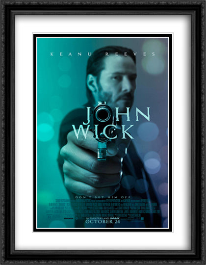 John Wick 28x36 Black Ornate Wood Framed Movie Poster with Double Matting