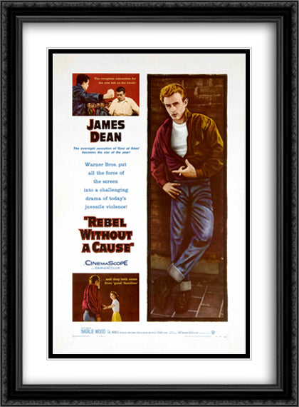 Rebel Without a Cause 28x38 Black Ornate Wood Framed Movie Poster with Double Matting