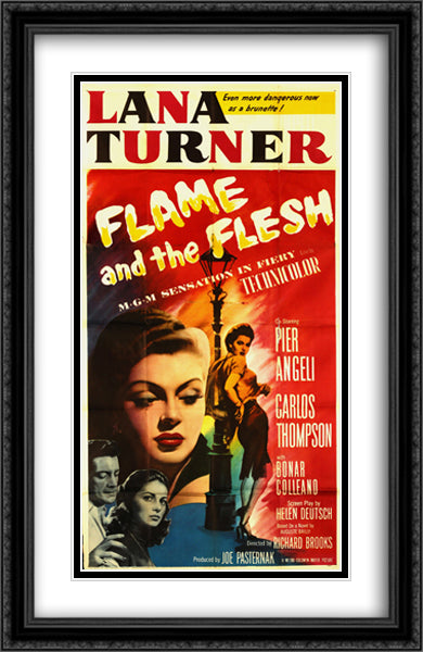 Flame and the Flesh 26x40 Black Ornate Wood Framed Movie Poster with Double Matting