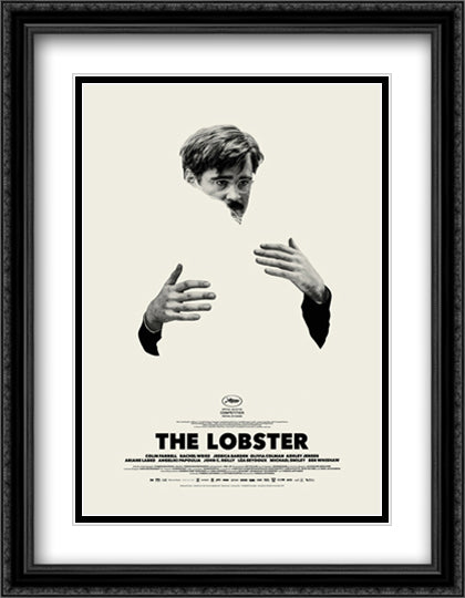 The Lobster 28x36 Black Ornate Wood Framed Movie Poster with Double Matting