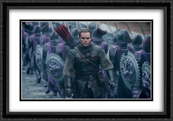 The Great Wall 40x28 Black Ornate Wood Framed Movie Poster with Double Matting