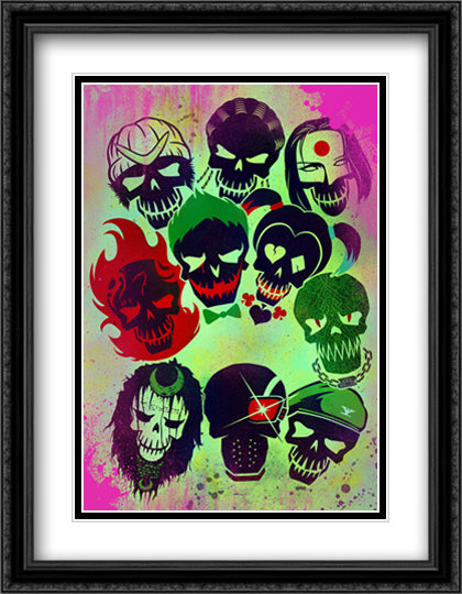 Suicide Squad 28x36 Black Ornate Wood Framed Movie Poster with Double Matting