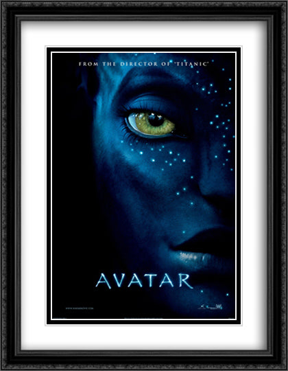 Avatar 28x36 Black Ornate Wood Framed Movie Poster with Double Matting
