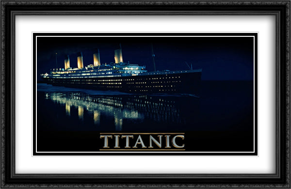 Titanic 40x26 Black Ornate Wood Framed Movie Poster with Double Matting