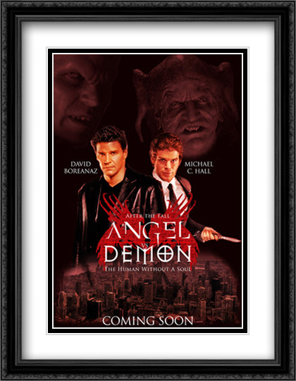 Angel vs. Demon 28x36 Black Ornate Wood Framed Movie Poster with Double Matting