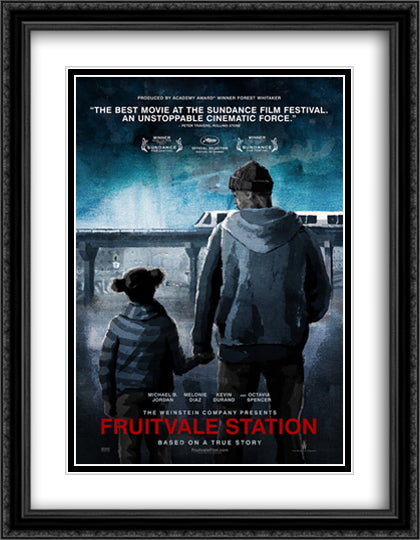 Fruitvale Station 28x36 Black Ornate Wood Framed Movie Poster with Double Matting