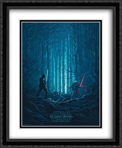 Star Wars The Force Awakens 28x34 Black Ornate Wood Framed Movie Poster with Double Matting