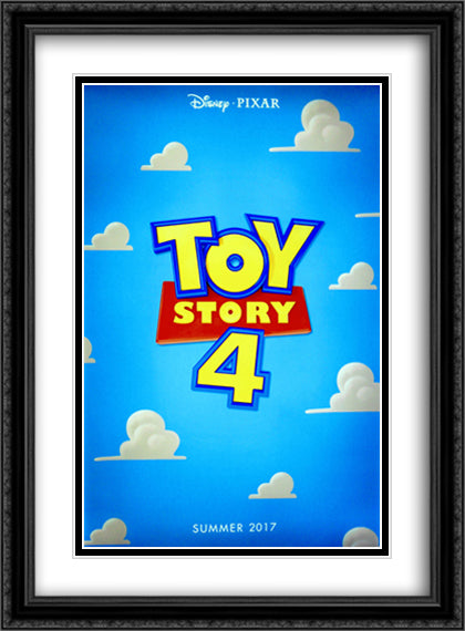 Toy Story 4 28x38 Black Ornate Wood Framed Movie Poster with Double Matting