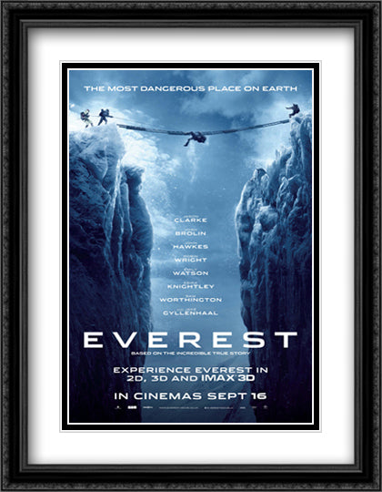 Everest 28x36 Black Ornate Wood Framed Movie Poster with Double Matting