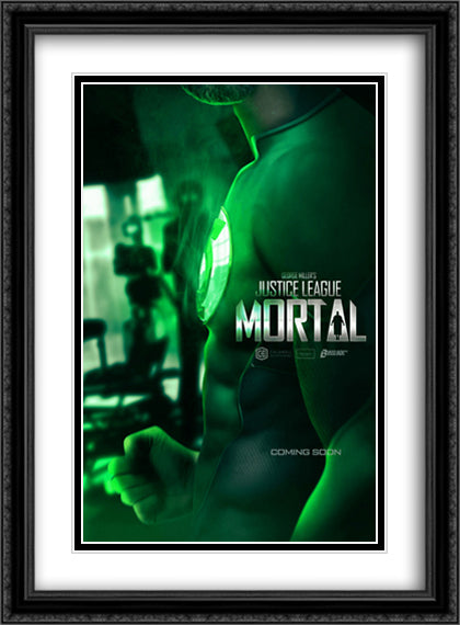Justice League Mortal 28x38 Black Ornate Wood Framed Movie Poster with Double Matting