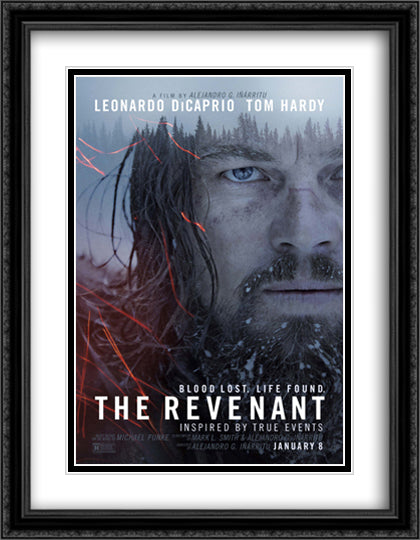 The Revenant 28x36 Black Ornate Wood Framed Movie Poster with Double Matting