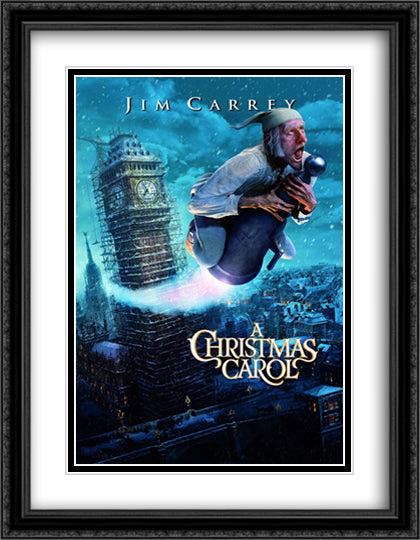 A Christmas Carol 28x36 Black Ornate Wood Framed Movie Poster with Double Matting