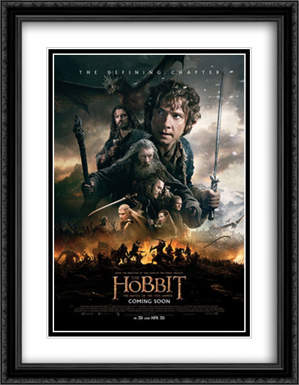 The Hobbit 28x36 Black Ornate Wood Framed Movie Poster with Double Matting