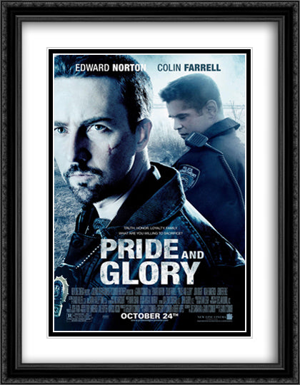 Pride and Glory 28x36 Black Ornate Wood Framed Movie Poster with Double Matting