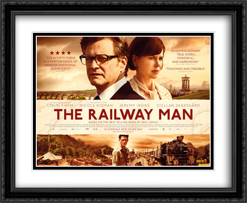 The Railway Man 34x28 Black Ornate Wood Framed Movie Poster with Double Matting