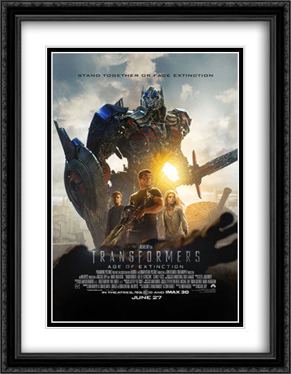 Transformers Age of Extinction 28x36 Black Ornate Wood Framed Movie Poster with Double Matting