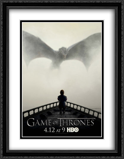 Game of Thrones 28x36 Black Ornate Wood Framed Movie Poster with Double Matting