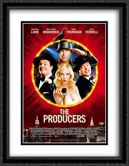 The Producers 28x36 Black Ornate Wood Framed Movie Poster with Double Matting