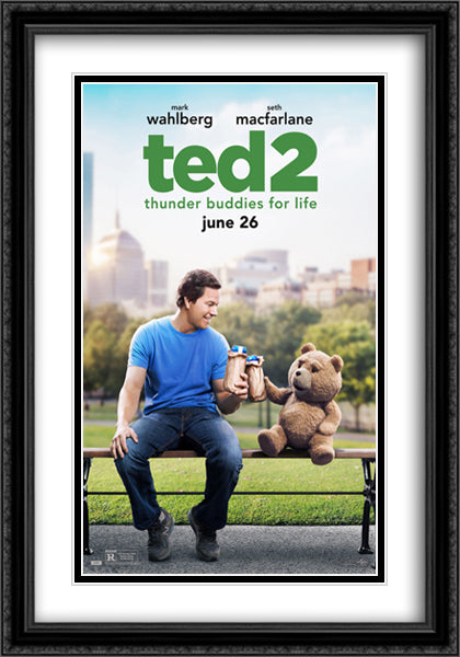 Ted 2 28x40 Black Ornate Wood Framed Movie Poster with Double Matting