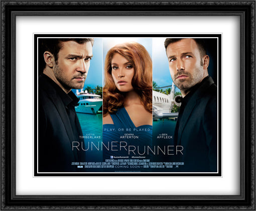 Runner Runner 34x28 Black Ornate Wood Framed Movie Poster with Double Matting