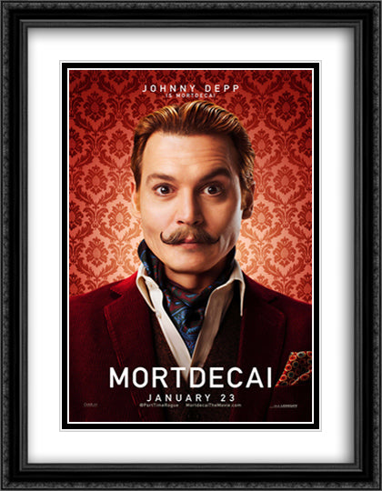 Mortdecai 28x36 Black Ornate Wood Framed Movie Poster with Double Matting