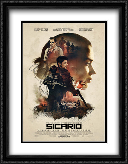 Sicario 28x36 Black Ornate Wood Framed Movie Poster with Double Matting