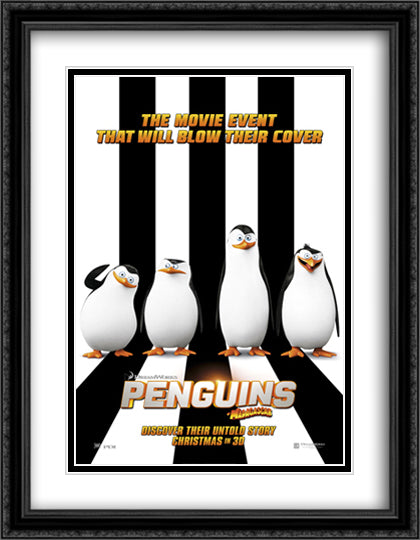Penguins 28x36 Black Ornate Wood Framed Movie Poster with Double Matting