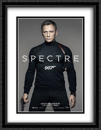 Spectre 007 28x36 Black Ornate Wood Framed Movie Poster with Double Matting
