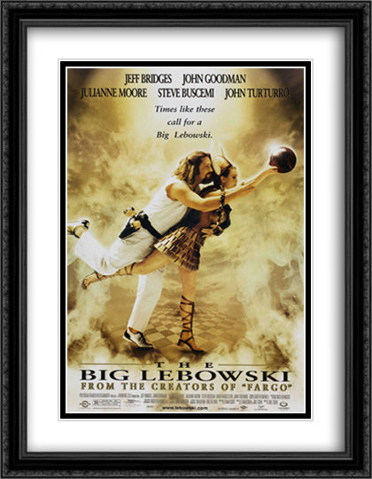 The Big Lebowski 28x36 Black Ornate Wood Framed Movie Poster with Double Matting