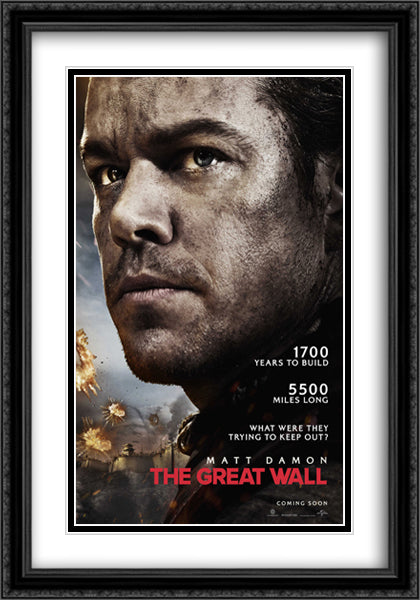 The Great Wall 28x40 Black Ornate Wood Framed Movie Poster with Double Matting