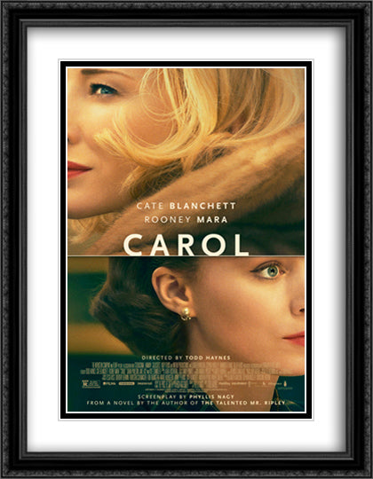 Carol 28x36 Black Ornate Wood Framed Movie Poster with Double Matting