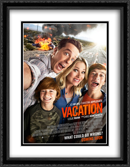 Vacation 28x36 Black Ornate Wood Framed Movie Poster with Double Matting