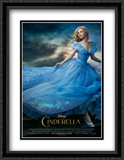 Cinderella 28x36 Black Ornate Wood Framed Movie Poster with Double Matting