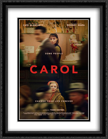 Carol 28x36 Black Ornate Wood Framed Movie Poster with Double Matting