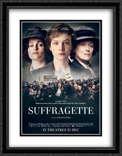 Suffragette 28x36 Black Ornate Wood Framed Movie Poster with Double Matting