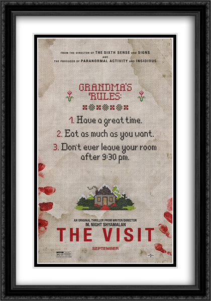 The Visit 28x40 Black Ornate Wood Framed Movie Poster with Double Matting