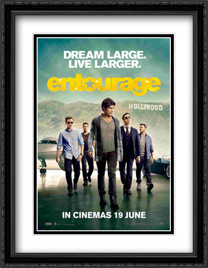 Entourage 28x36 Black Ornate Wood Framed Movie Poster with Double Matting