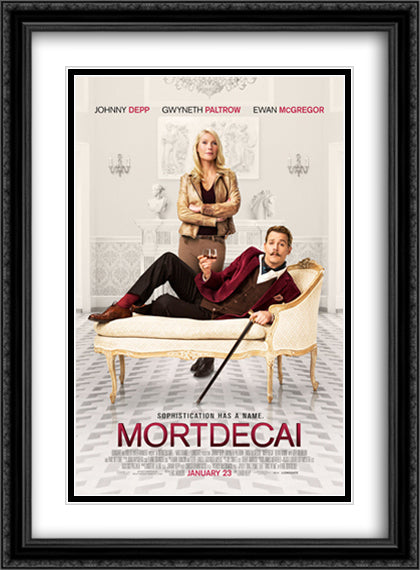 Mortdecai 28x38 Black Ornate Wood Framed Movie Poster with Double Matting