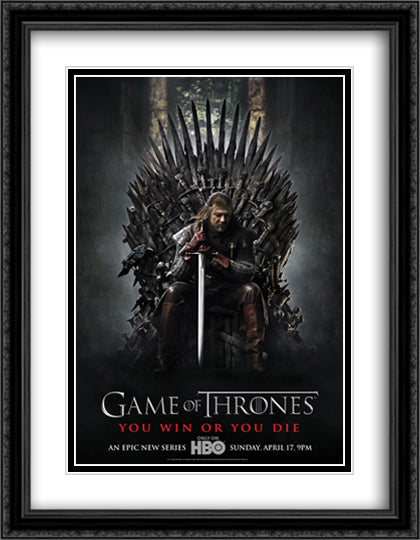 Game of Thrones 28x36 Black Ornate Wood Framed Movie Poster with Double Matting