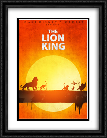 The Lion King 28x36 Black Ornate Wood Framed Movie Poster with Double Matting