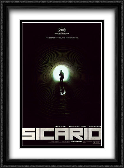 Sicario 28x38 Black Ornate Wood Framed Movie Poster with Double Matting