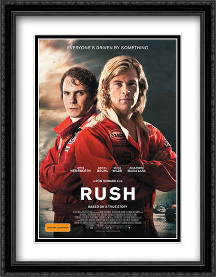 Rush 28x36 Black Ornate Wood Framed Movie Poster with Double Matting