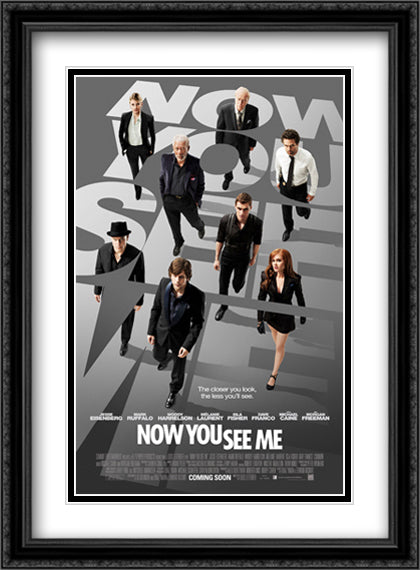 Now You See Me 28x38 Black Ornate Wood Framed Movie Poster with Double Matting