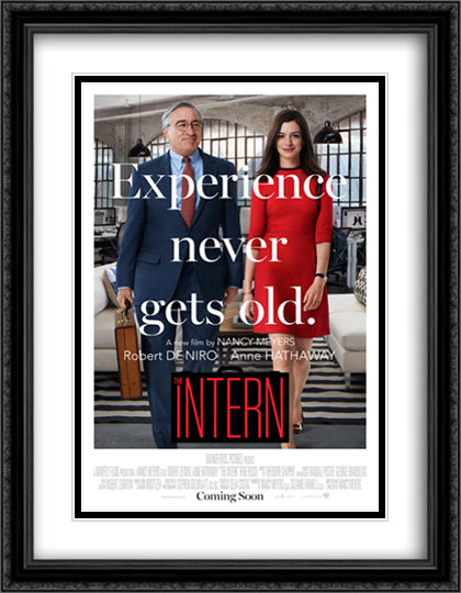 The Intern 28x36 Black Ornate Wood Framed Movie Poster with Double Matting