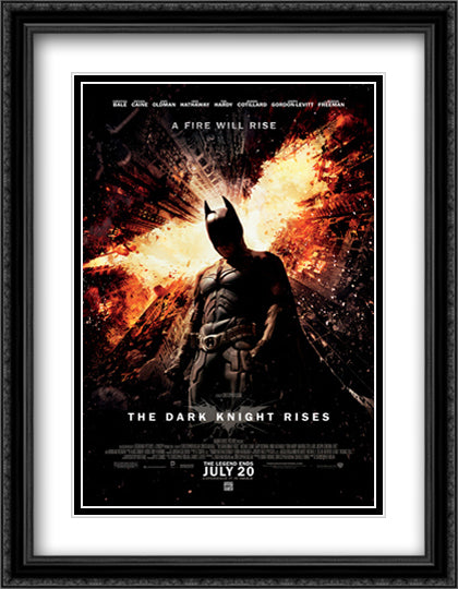 Batman The Dark Night Rises 28x36 Black Ornate Wood Framed Movie Poster with Double Matting