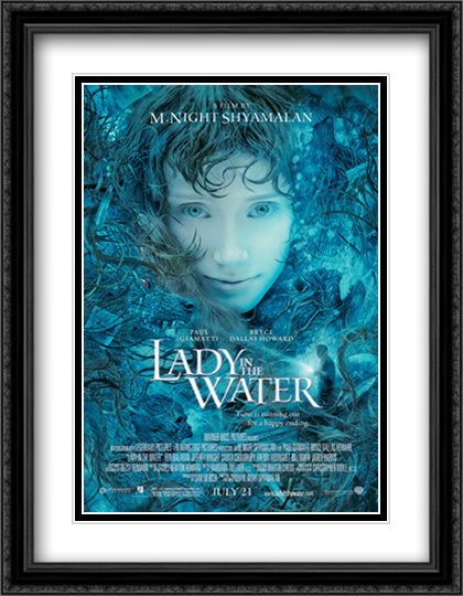 Lady in the Water 28x36 Black Ornate Wood Framed Movie Poster with Double Matting