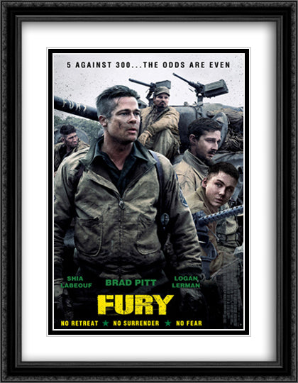 Fury 28x36 Black Ornate Wood Framed Movie Poster with Double Matting