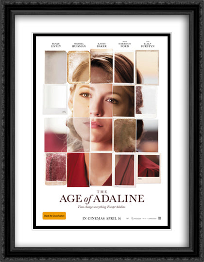 The Age of Adaline 28x36 Black Ornate Wood Framed Movie Poster with Double Matting